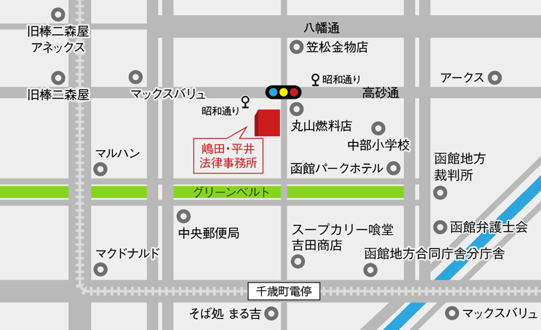 画像の地図。GoogleMap同様、当所の位置を表しています